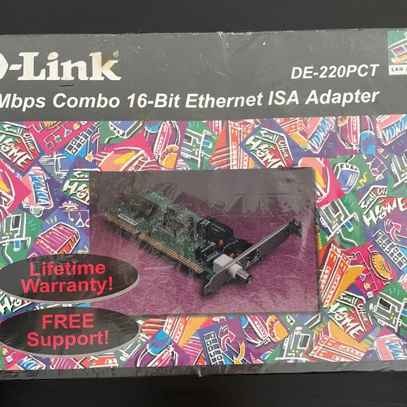 D-Link DE-220PCT 10Mbps Combo 16-Bit Ethernet ISA Adapter-New Old Stock
